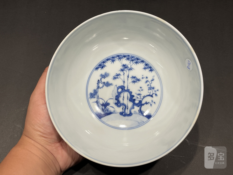 清雍正 青花十八学士墩式碗 - 图6